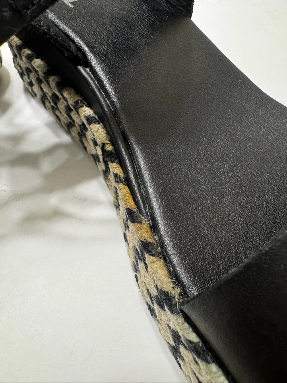 Sorel Cameron Flatform Black Leather Espadrille Sandal Sz 7